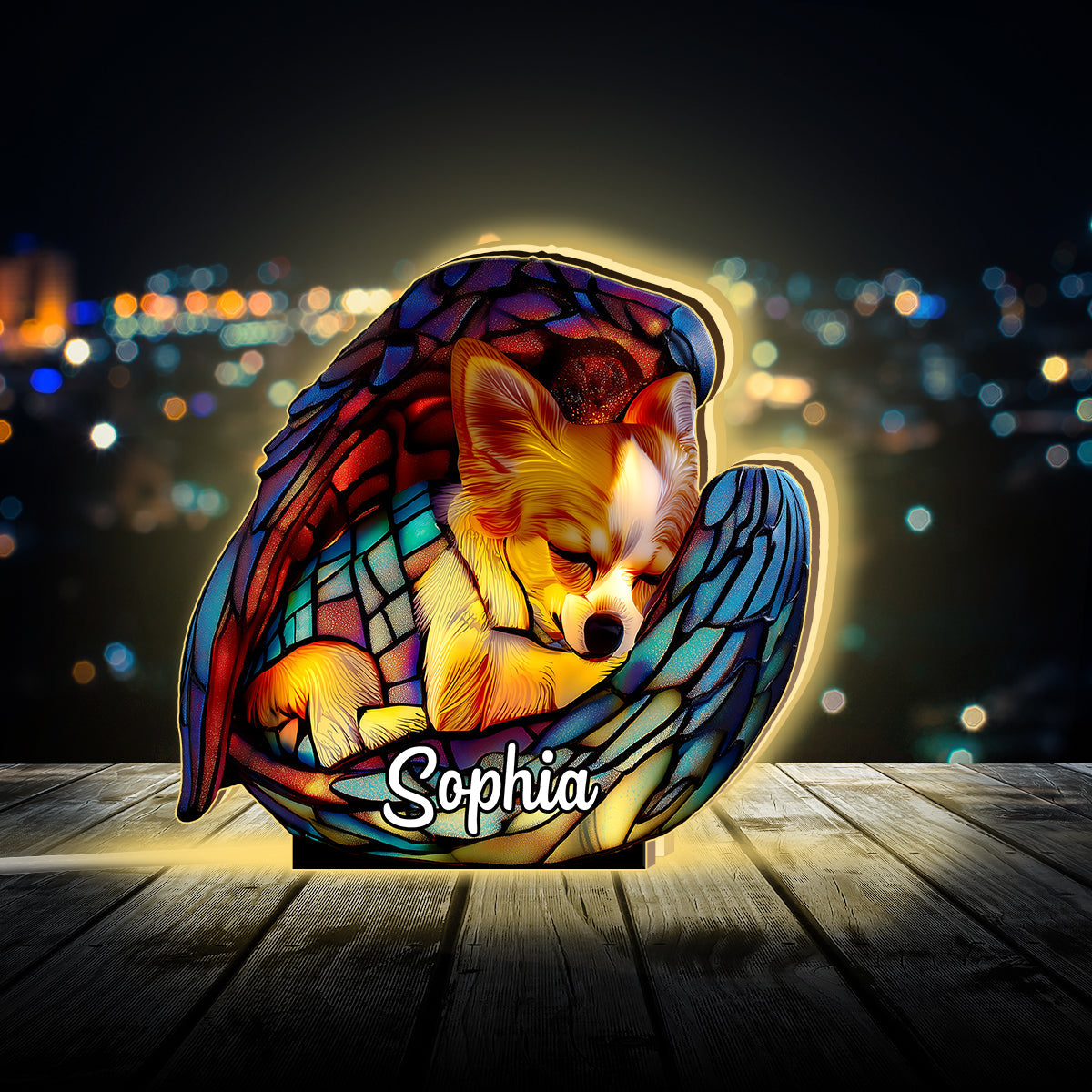 Sleeping Chihuahua - Personalized Dog Acrylic LED Night Light