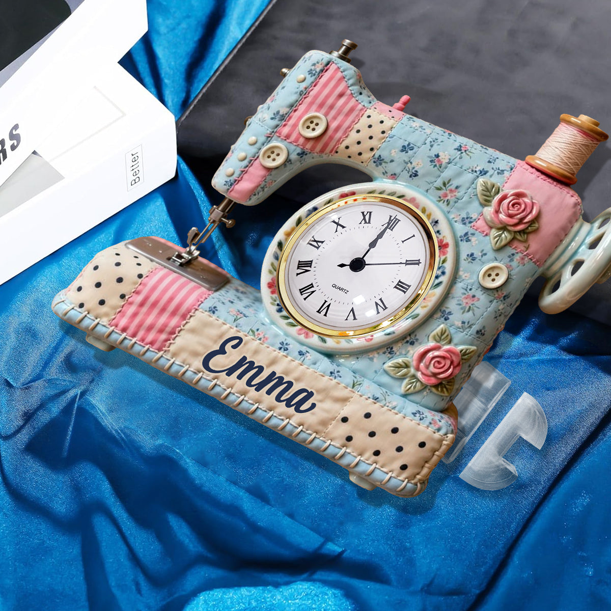 J'adore coudre - Plaque horloge acrylique personnalisée sur le thème de la couture