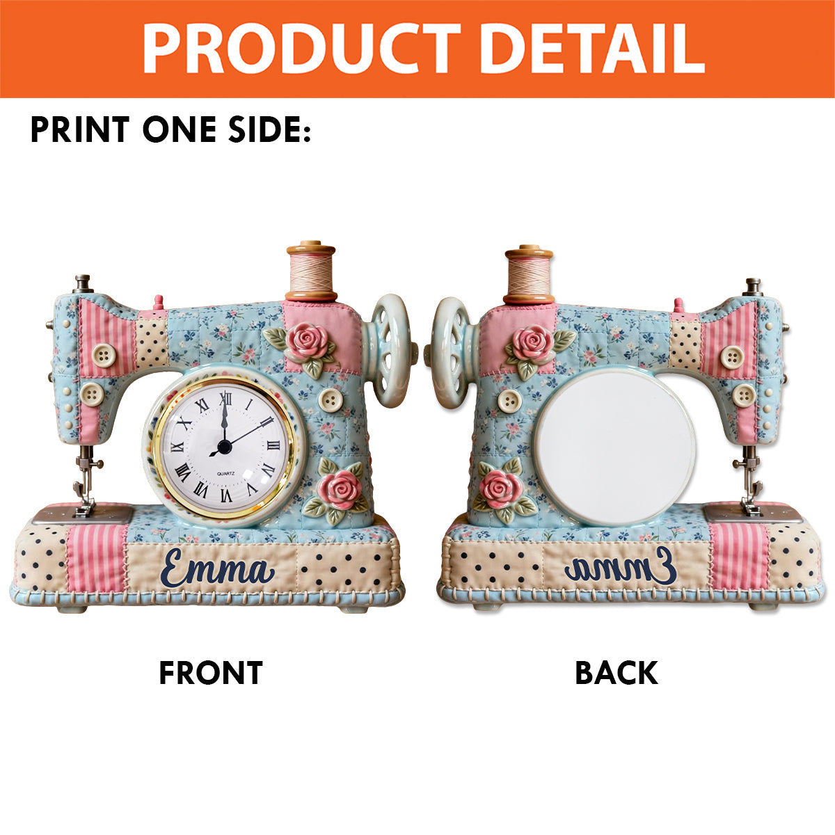 J'adore coudre - Plaque horloge acrylique personnalisée sur le thème de la couture