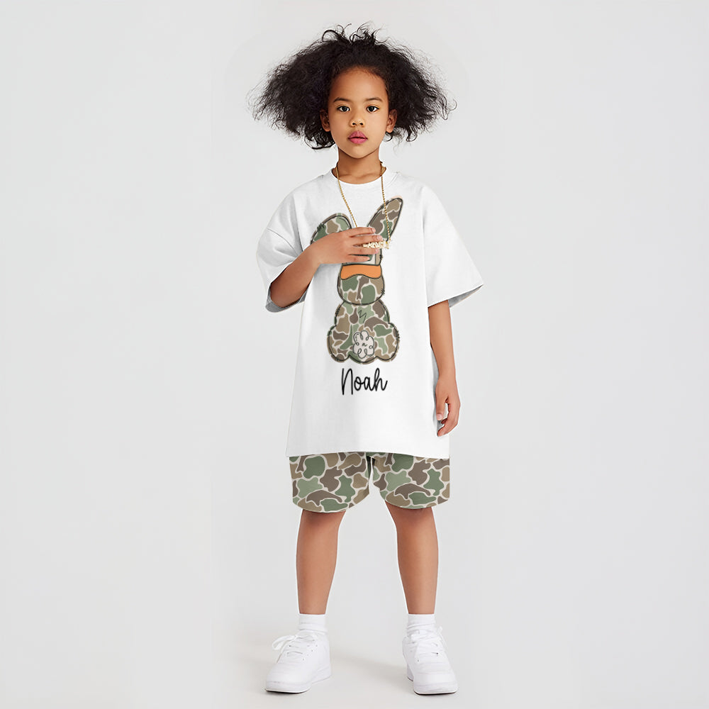 Chasseur d'œufs - T-shirt et short personnalisés pour enfant