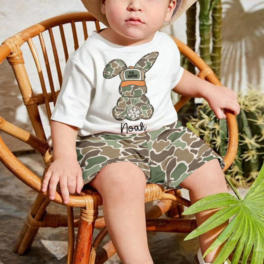 Chasseur d'œufs - T-shirt et short personnalisés pour enfant