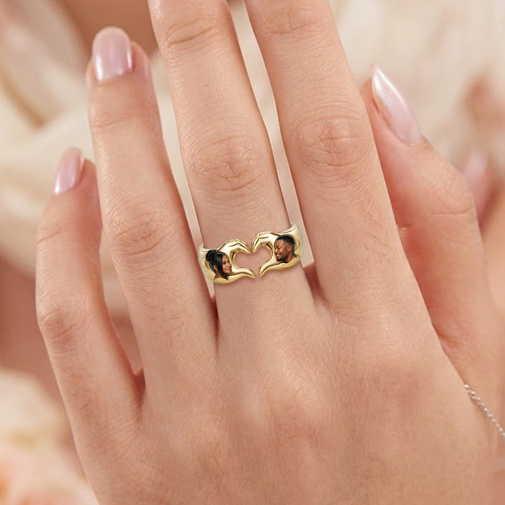 Hand Heart Ring - Personalized Couple Adjustable Shaped Ring