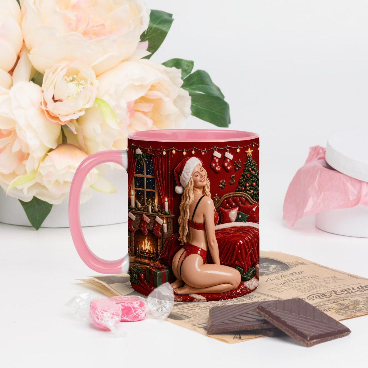 All I Want For Christmas Is You - Personalized Spicy Couple Bottom Printed Accent Mug