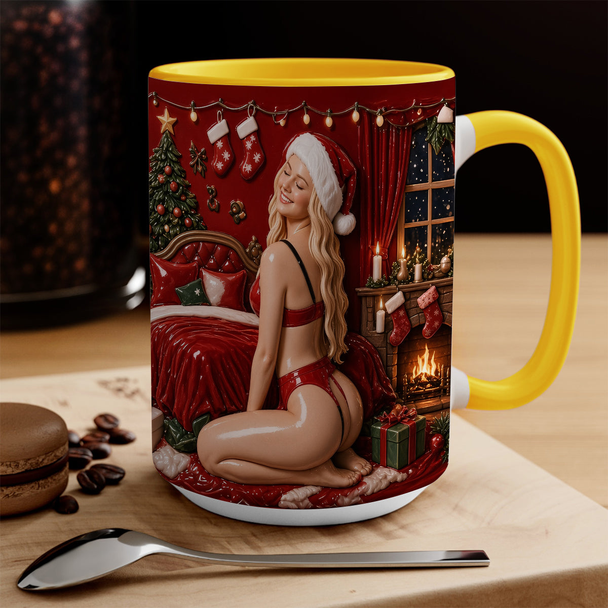 All I Want For Christmas Is You - Personalized Spicy Couple Bottom Printed Accent Mug