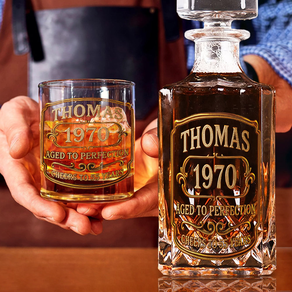 Cadeau d'anniversaire pour les amateurs de whisky et de bourbon : coffret carafe à whisky personnalisée