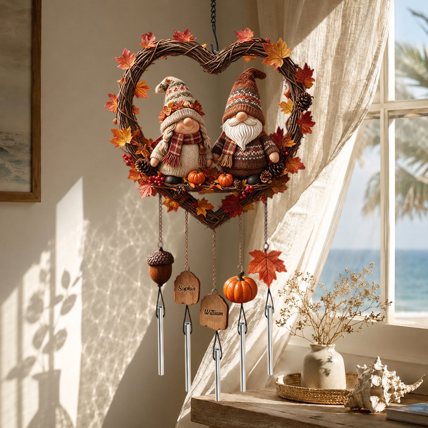 Autumn Season - Personalized Couple Wind Chime With Charm
