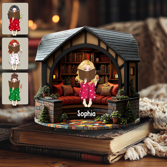 Ma bibliothèque - Plaque acrylique personnalisée en forme de livre