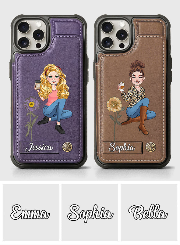 Cadeau pour le mois d'anniversaire d'une amie - Étui portefeuille personnalisé pour téléphone