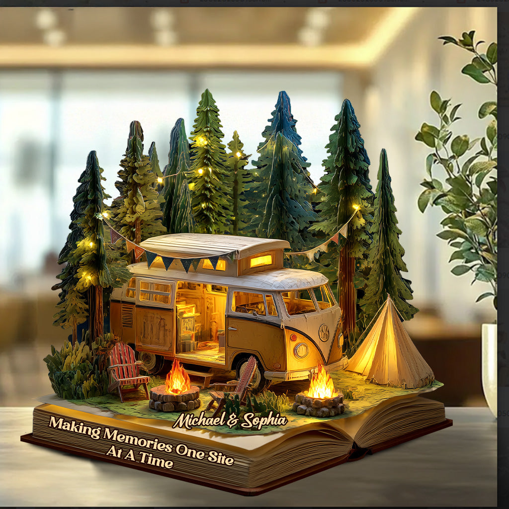 Des souvenirs inoubliables, un site à la fois - Plaque acrylique personnalisée pour le camping