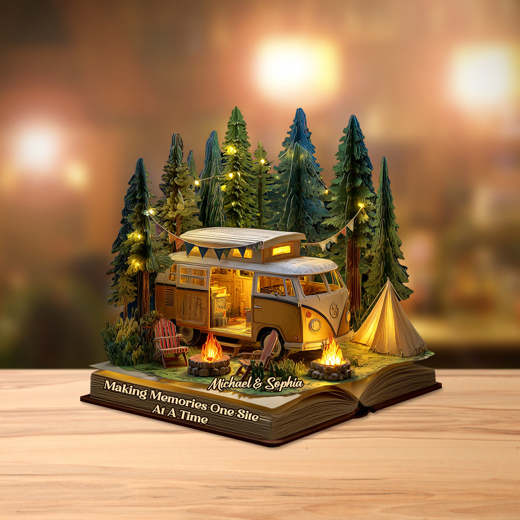 Des souvenirs inoubliables, un site à la fois - Plaque acrylique personnalisée pour le camping