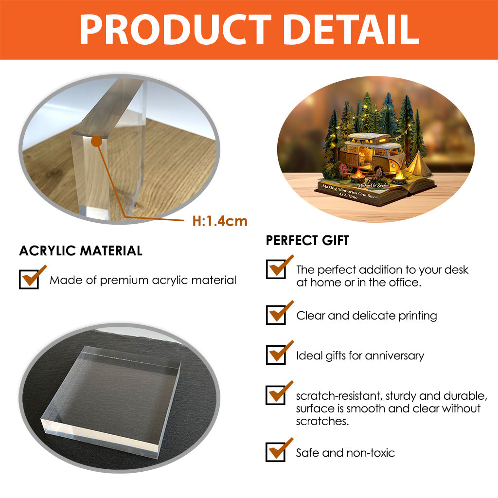 Des souvenirs inoubliables, un site à la fois - Plaque acrylique personnalisée pour le camping