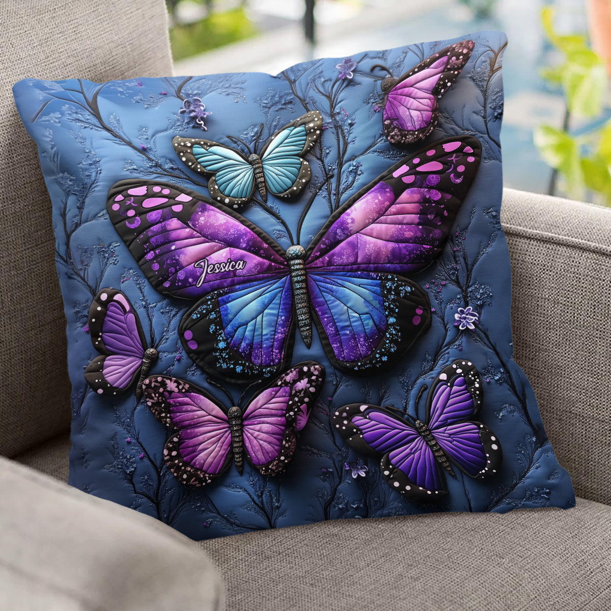 Magnifiques papillons - Coussin décoratif papillon personnalisé