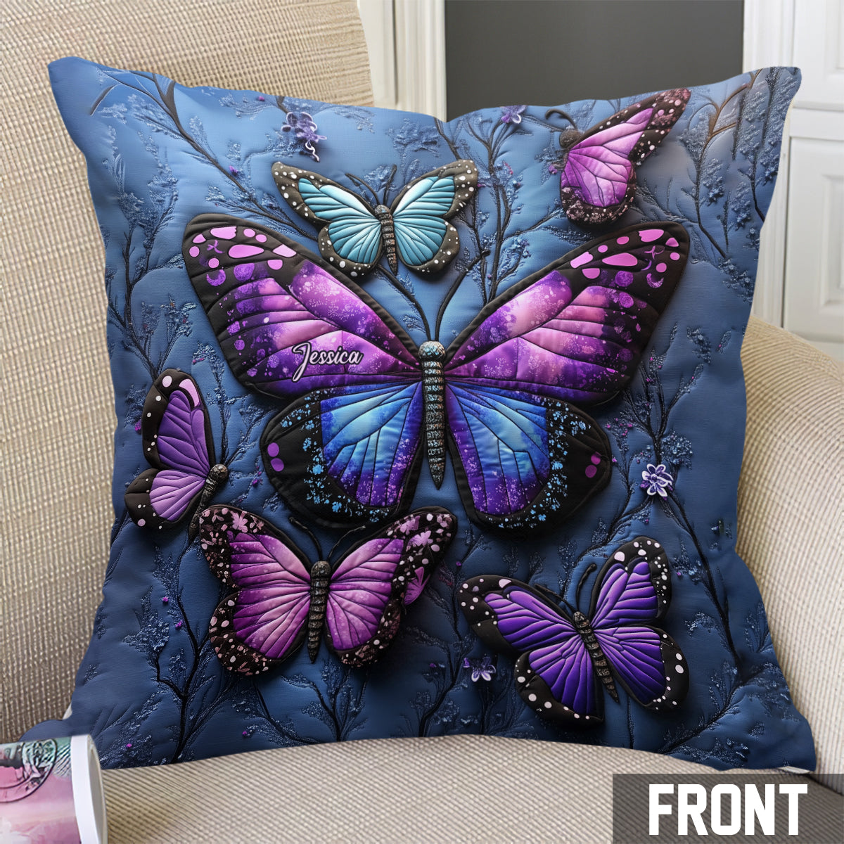 Magnifiques papillons - Coussin décoratif papillon personnalisé