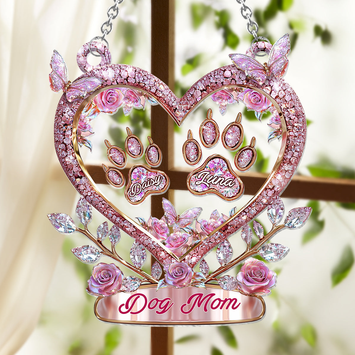 Fur Mama - Personalized Dog Window Hanging Suncatcher Ornament