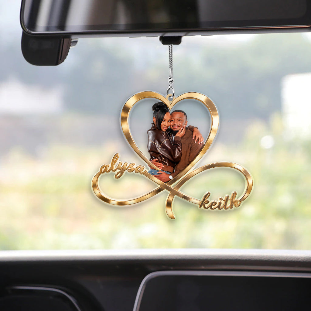 Love You Infinite, Custom From Any Photo - Personalized Couple Transparent Car Ornament