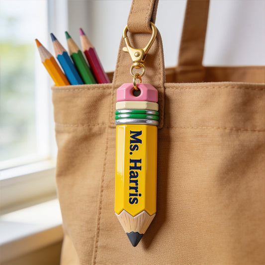 Pencil-Shaped Teacher Gift - Personalized Teacher Keychain