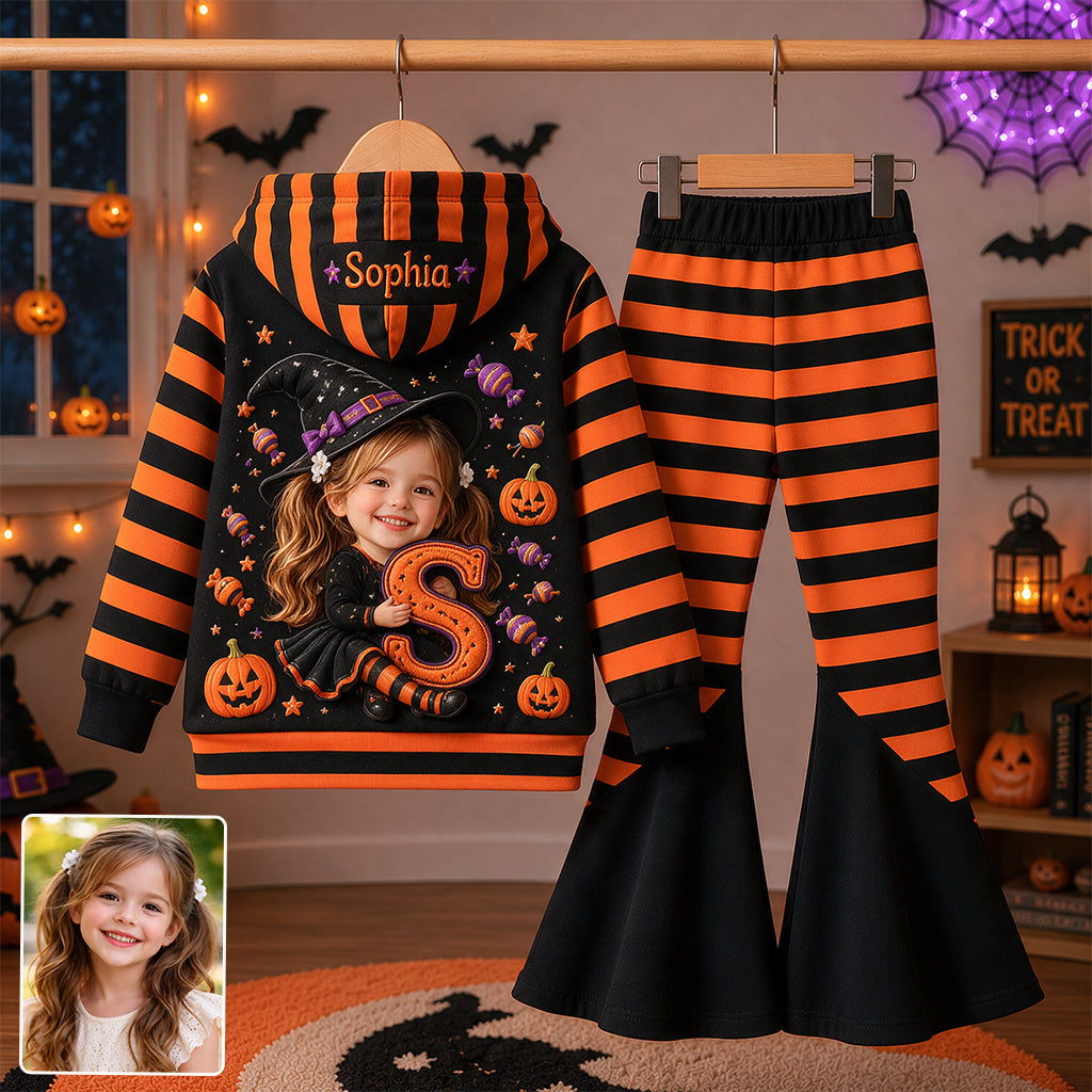 Cute Kids Halloween Set - Personalized Kid Hoodie & Flare Leggings Set