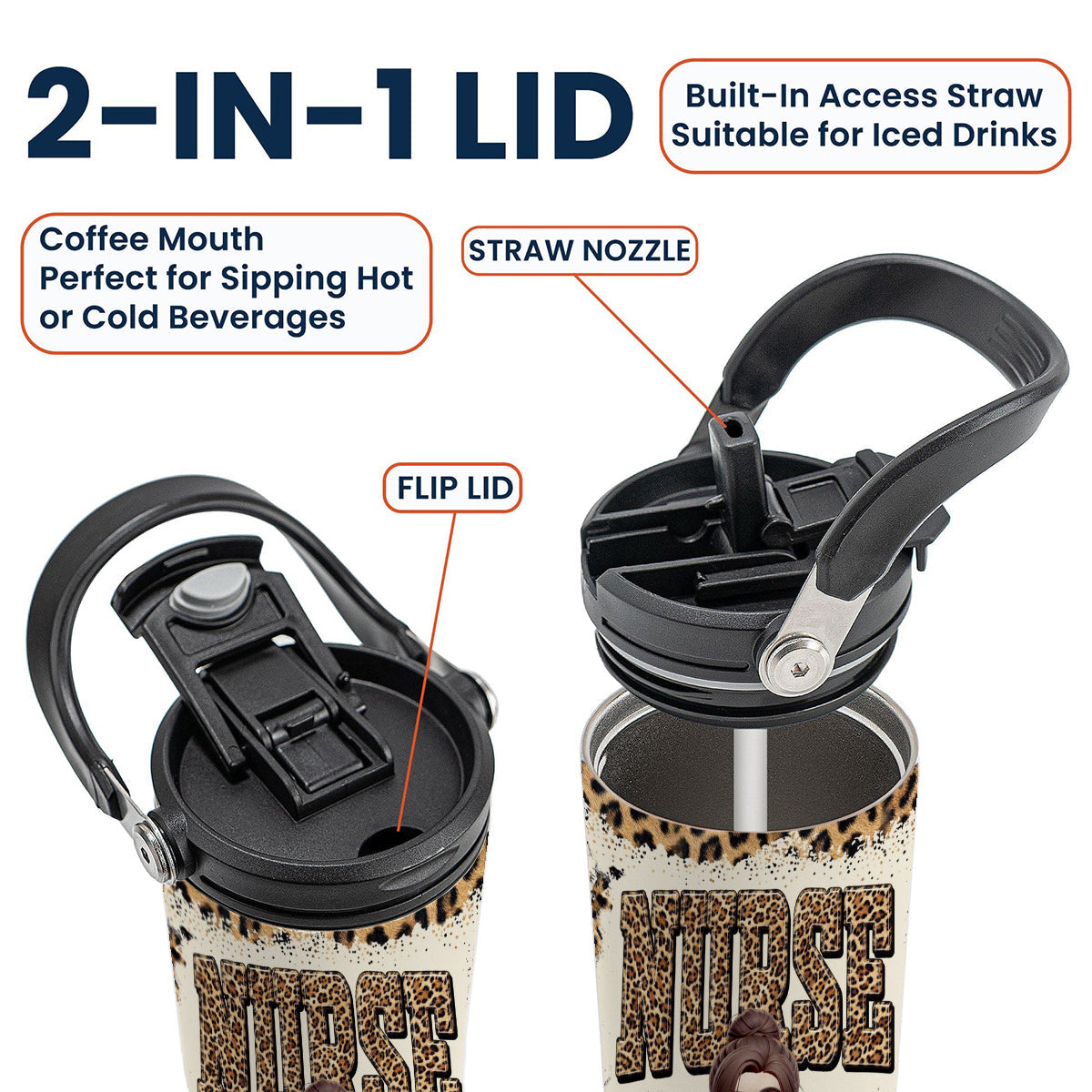 Vie d'infirmière - Gobelet isotherme personnalisé avec poignée ergonomique