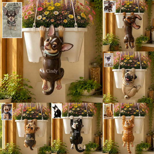 Pot Suspendu Personnalisé Photo Amusante - Pot de Fleurs pour Chien