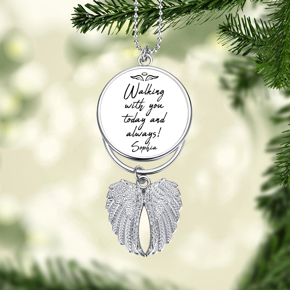 I'll Walk With You Today And Everyday - Personalized Graduation Wings Ornament