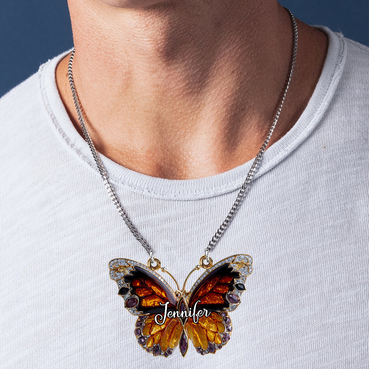 Collier pendentif papillon personnalisé « Love Butterfly »
