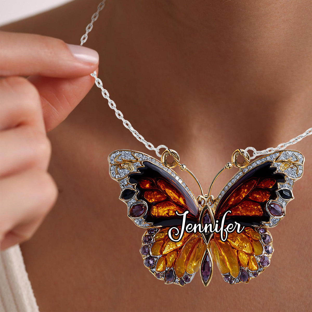 Collier pendentif papillon personnalisé « Love Butterfly »
