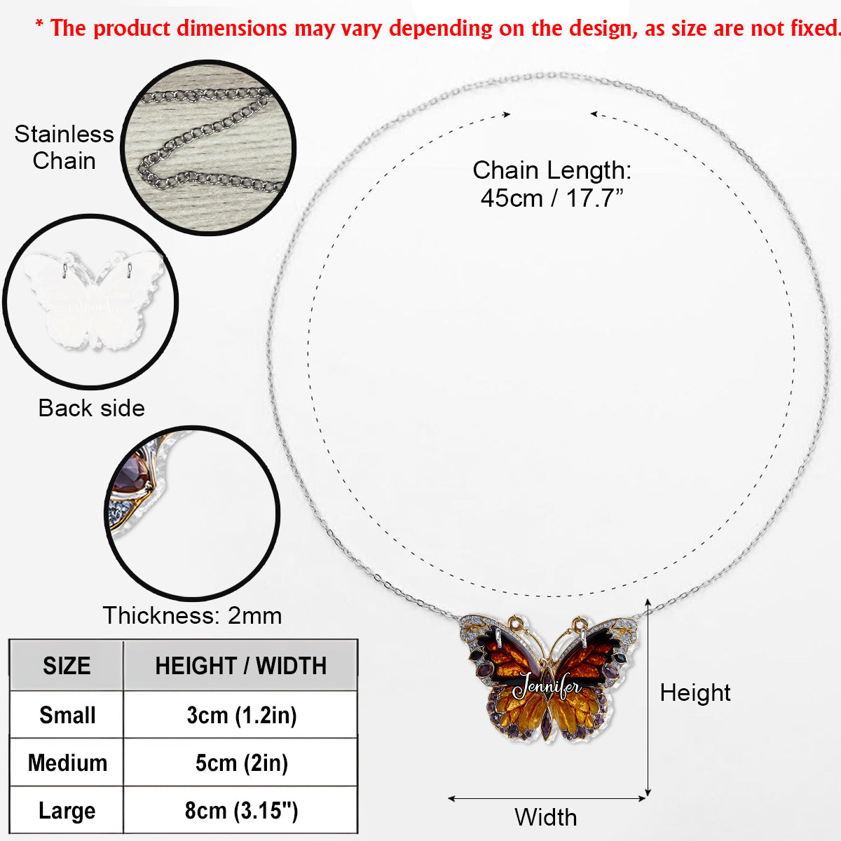 Collier pendentif papillon personnalisé « Love Butterfly »