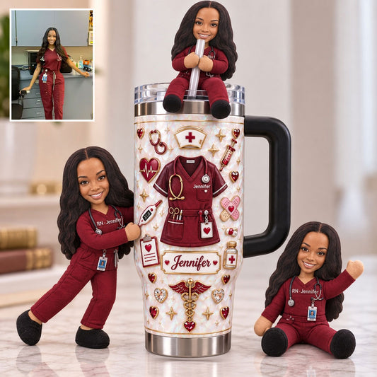 Cadeau Relaxant Amusant pour Infirmière - Tasse Personnalisée avec Poignée & Poupée Posable