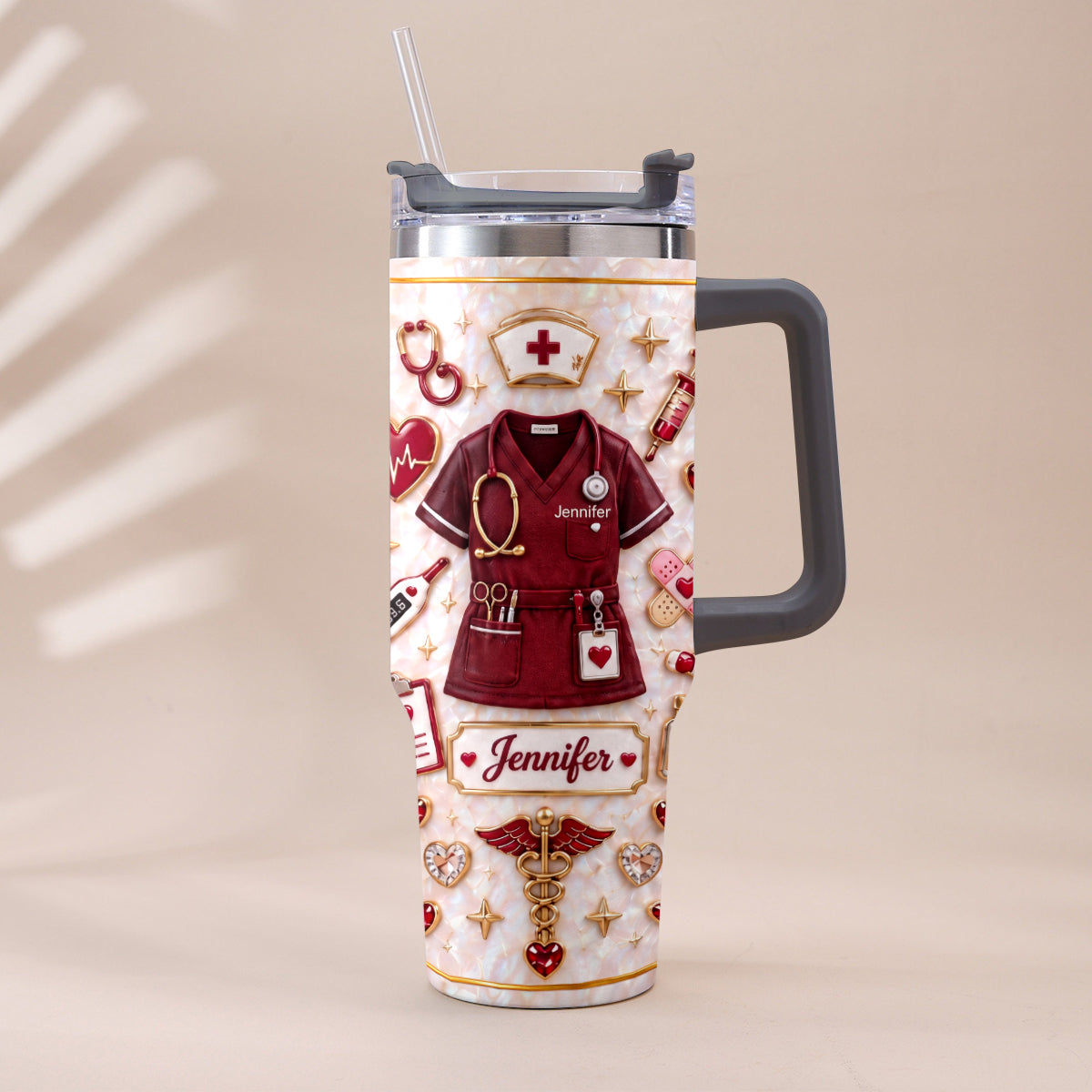 Nurse Funny Relax Gift - Personalized Nurse Tumbler With Handle & Posable Doll