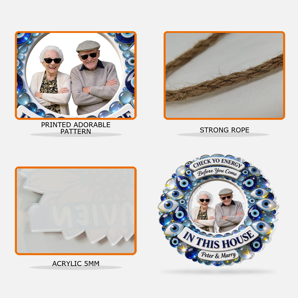 Check Yo Energy, Evil Eyes - Personalized Family Acrylic Sign