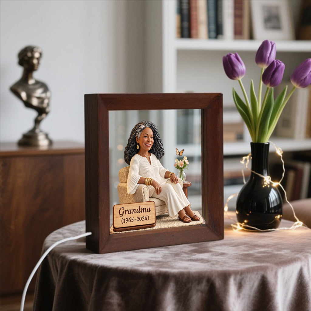 Custom Any Photo - Personalized Memorial Wooden Frame LED Light