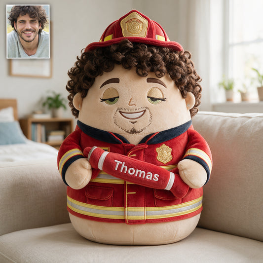 Personnalisez à partir de n'importe quelle photo - Coussin en fausse fourrure pompier