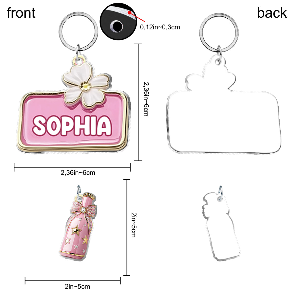 Porte-clés cowgirl rose personnalisé avec breloques