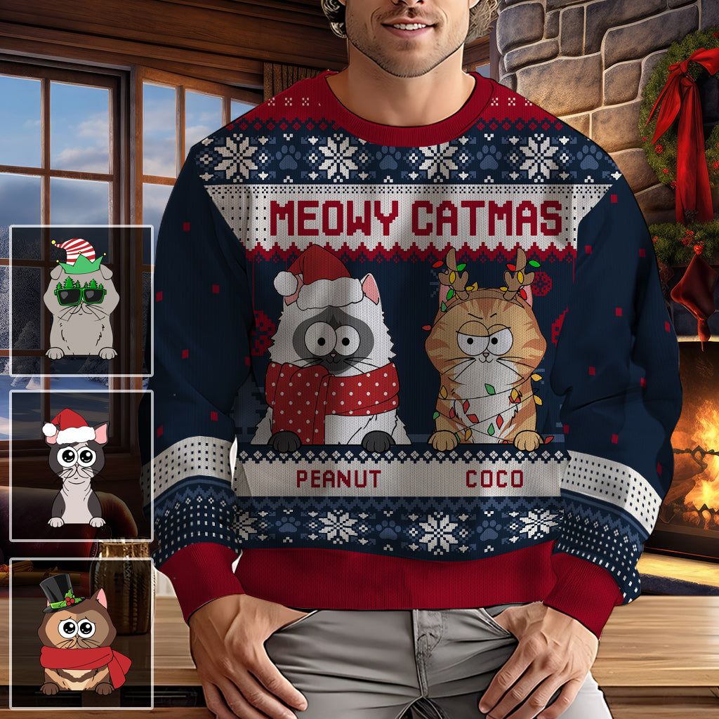 Meowy Catmas - Personalized Cat Ugly Sweater