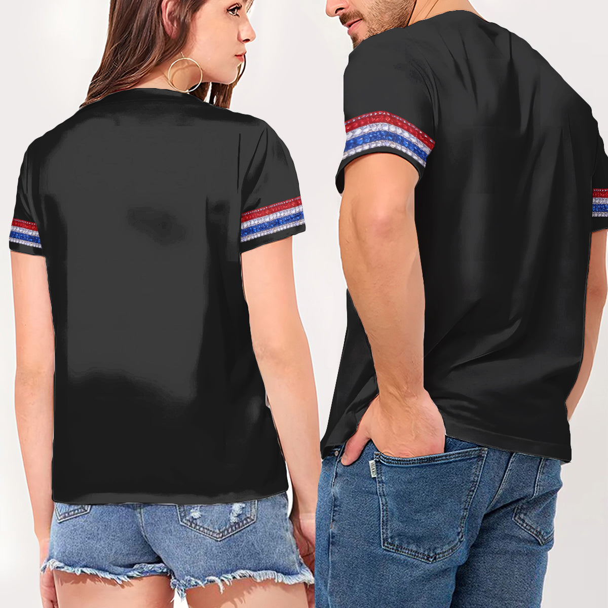 T-shirt V-Neck Personnalisé - Photo Personnalisée Imprimée Intégralement