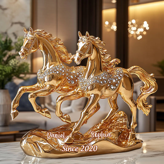 Magnifique couple de chevaux - Plaque acrylique personnalisée en forme de cheval