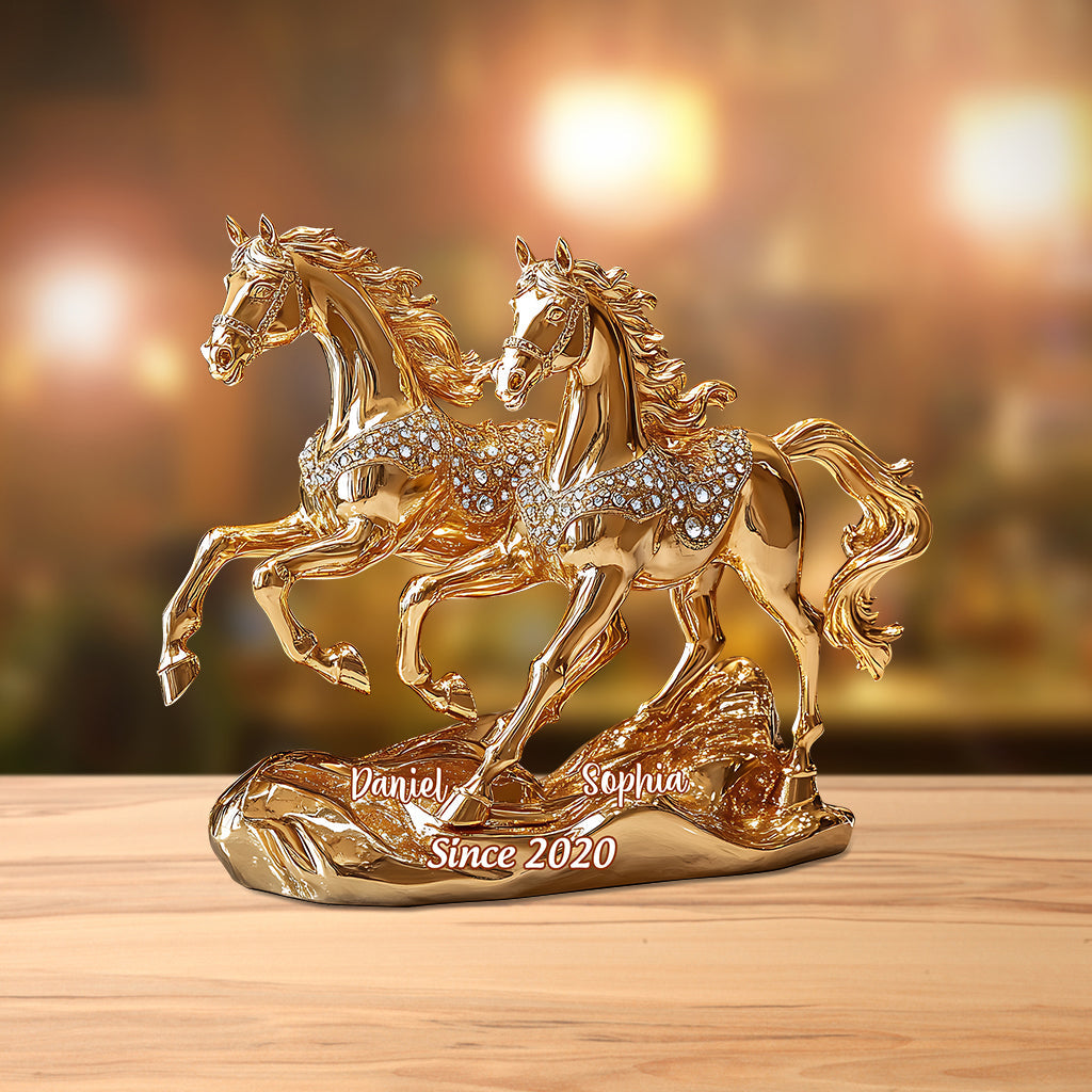 Beautiful Horse Couple - Personalized Horse Custom Shaped Acrylic Plaque