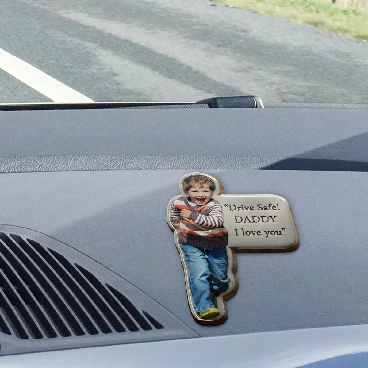 Conduis prudemment, je t'aime - Clip de pare-soleil personnalisé en forme de papa