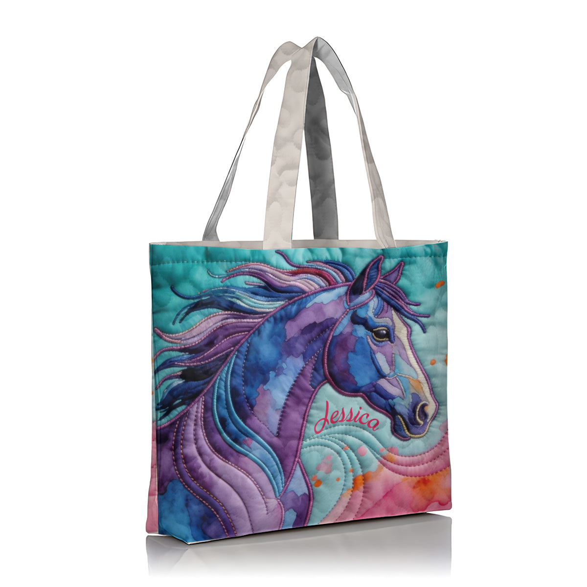 Colorful Horse - Personalized Horse Quilted Tote Bag