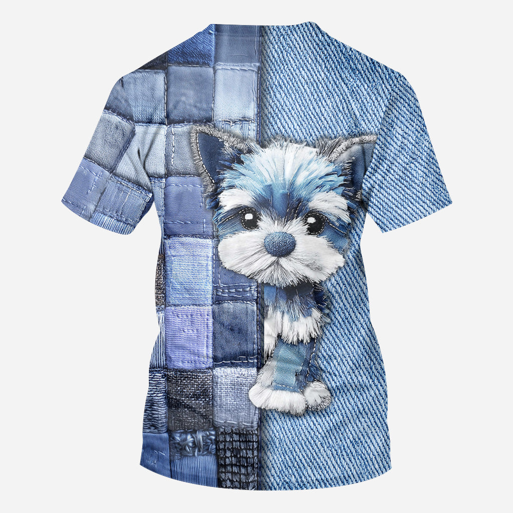 T-shirt personnalisé « J’adore les Yorkshire Terriers » avec motif chien.