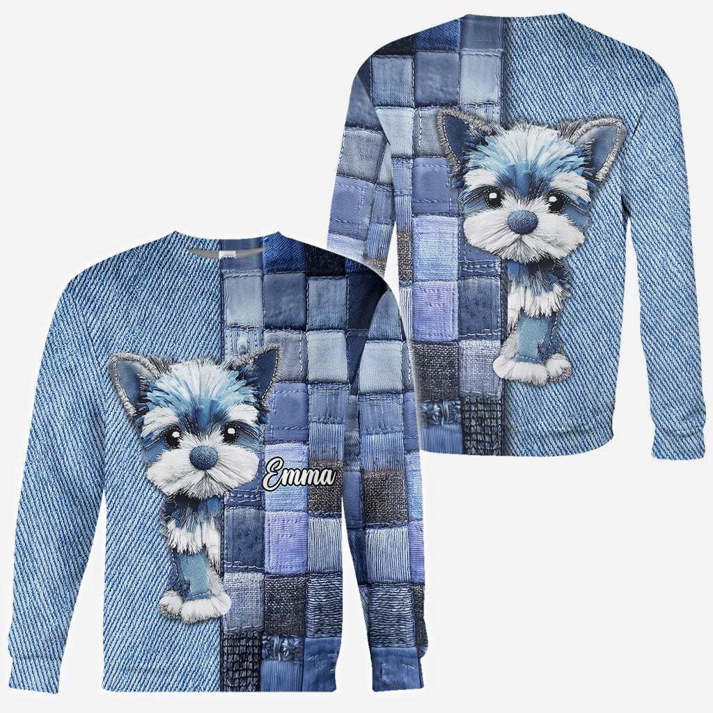 T-shirt personnalisé « J’adore les Yorkshire Terriers » avec motif chien.