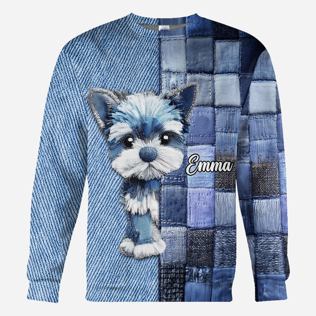 T-shirt personnalisé « J’adore les Yorkshire Terriers » avec motif chien.