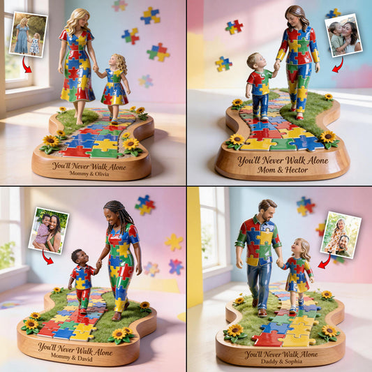You'll Never Walk Alone - Personalized Autism Awareness Custom Shaped Acrylic Plaque
