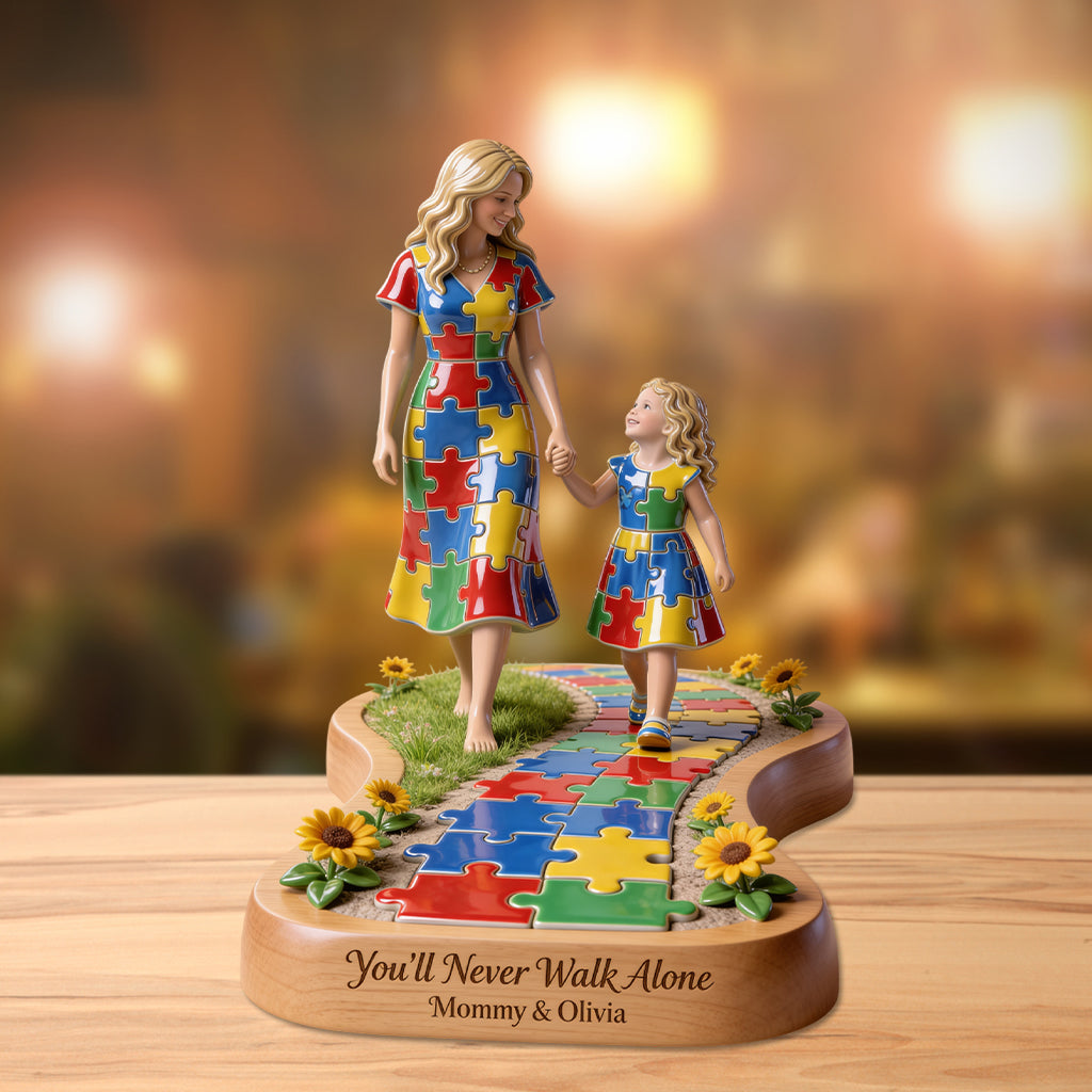 You'll Never Walk Alone - Personalized Autism Awareness Custom Shaped Acrylic Plaque