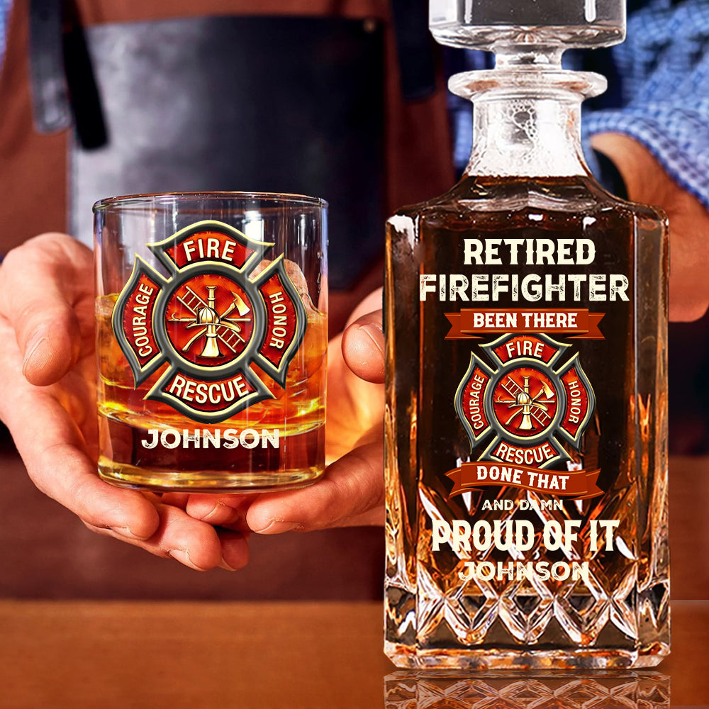 Retired Firefighter - Personalized Firefighter Whiskey Decanter Set