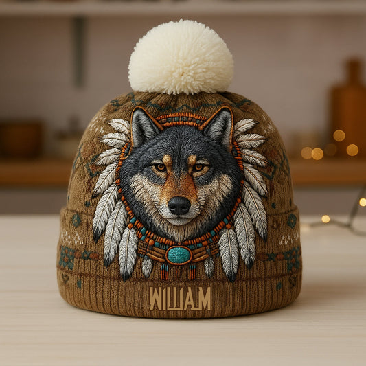 Loup amérindien - Bonnet amérindien personnalisé
