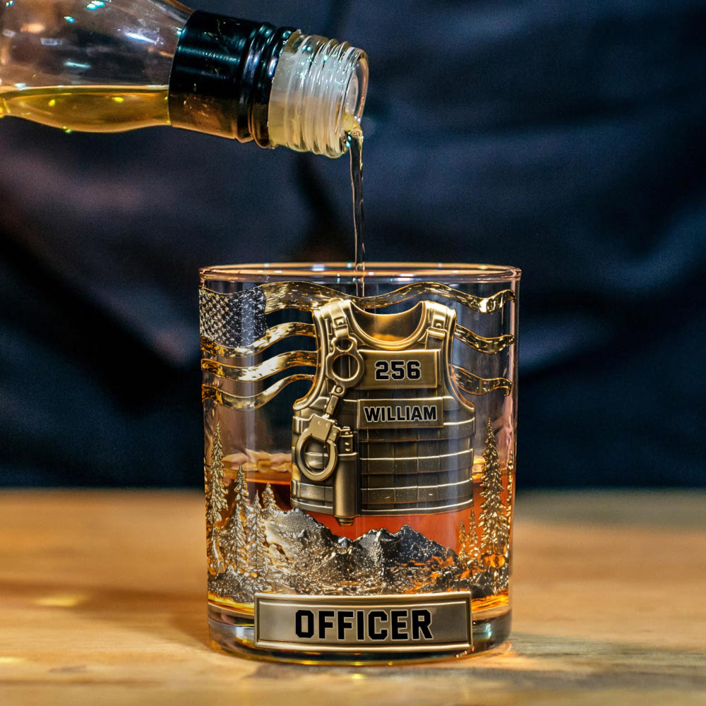 Servir et protéger - Coffret carafe à whisky personnalisée pour policier