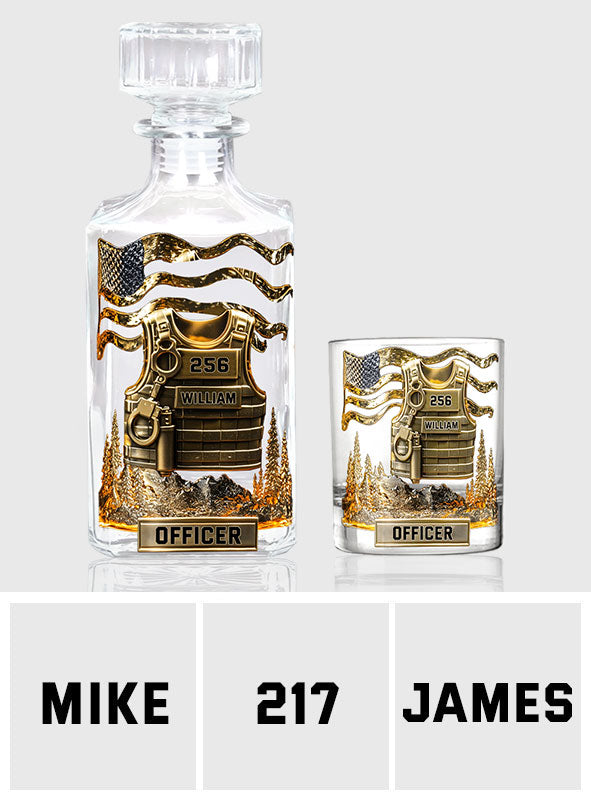Servir et protéger - Coffret carafe à whisky personnalisée pour policier