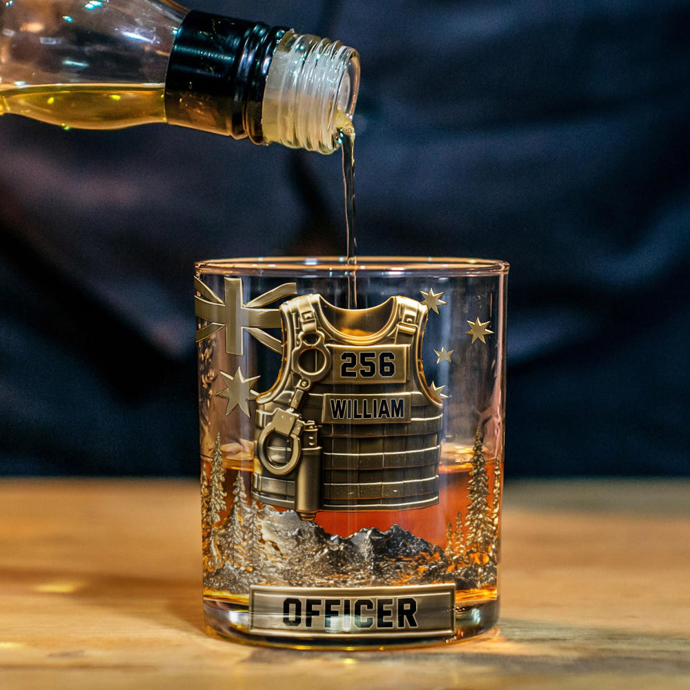 Servir et protéger - Coffret carafe à whisky personnalisée pour policier