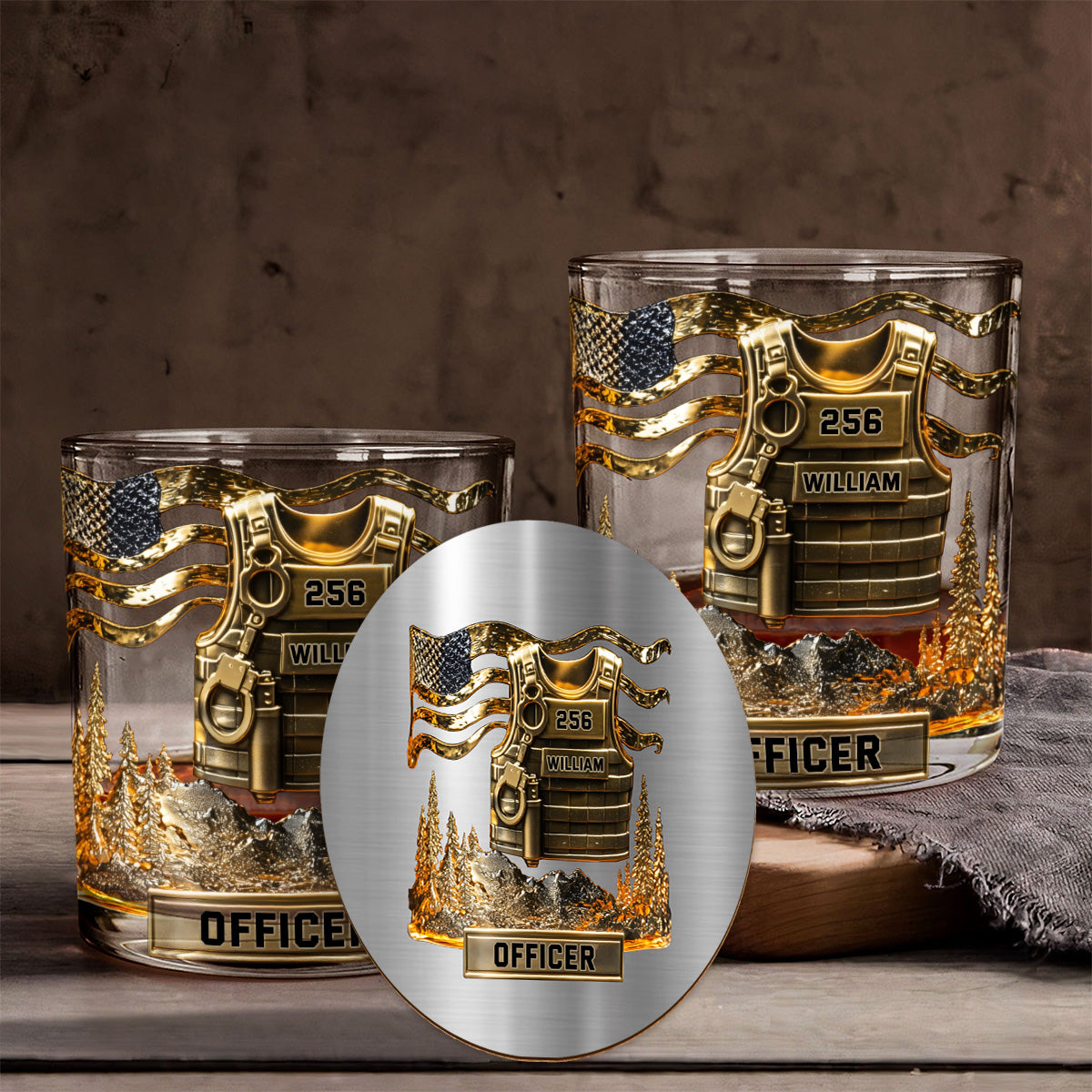 Servir et protéger - Verre à whisky personnalisé pour policier